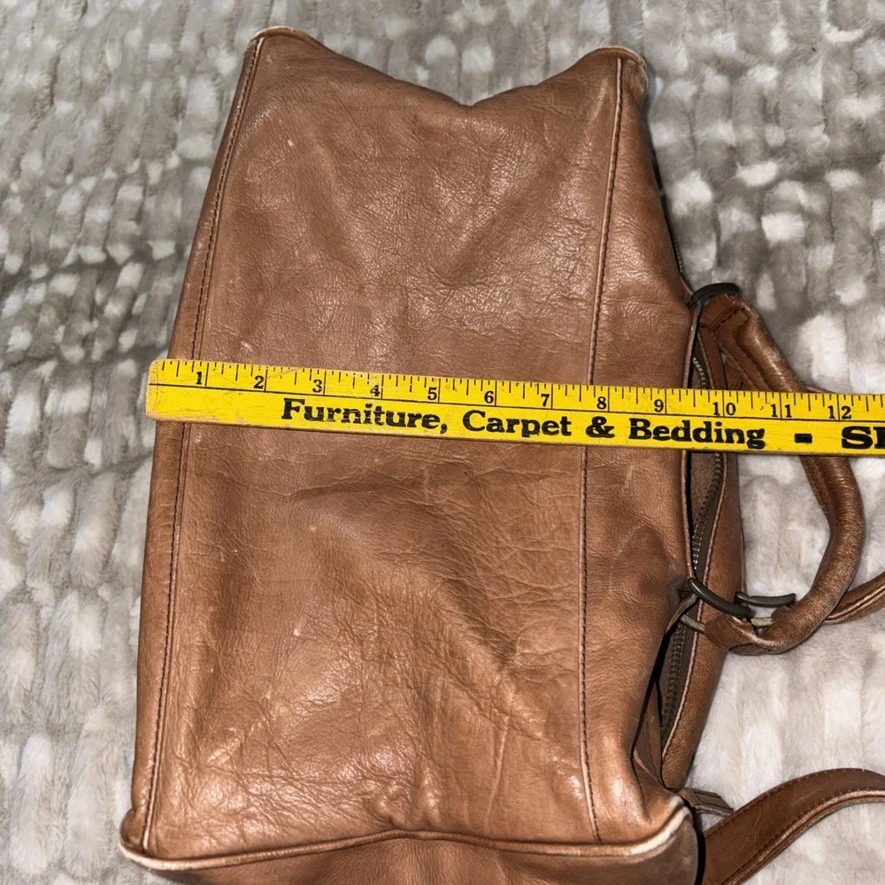 Vtg Tumi Full Grain Leather Tan Duffel Satchel Bag Crossbody Removable Strap